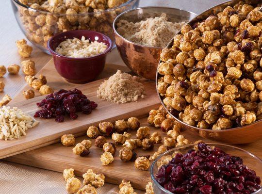 Our all natural ingredients for our Almond & Cranberry Caramel Corn!