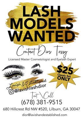 First Time Customers only! Try a set of Classic lash extensions customized to your eye Shape & Style!