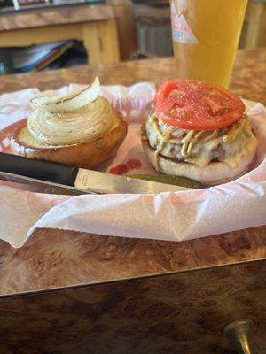 Burger with Gouda Cheese and Fried Onions