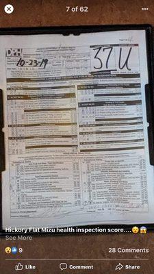 Got a 37 on their health inspection