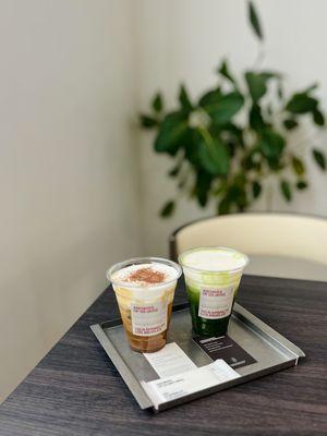 Tiramisu cream top, matcha cream top