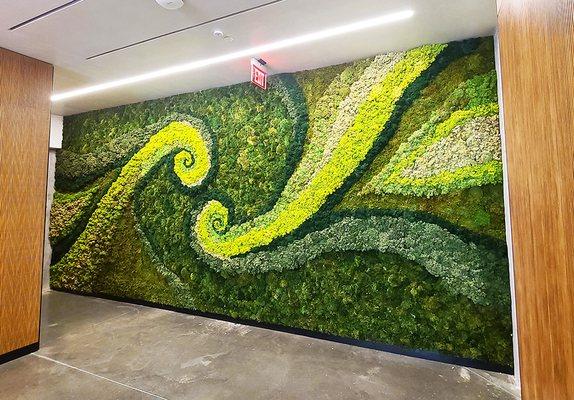 Preserved Moss Wall. No maintenance required. Design, fabrication, installation provided by Articulture Designs