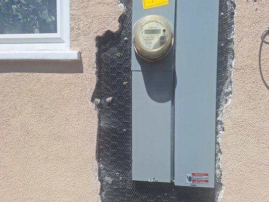 Panel upgrade stucco work