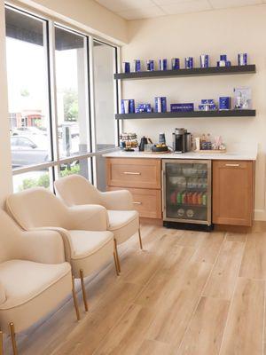 Our waiting room and coffee/tea bar