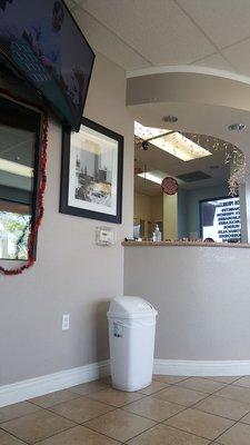 Waiting area. Clean. Need a key for the restroom.