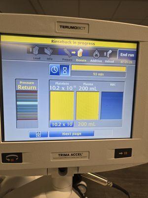 My completed donation scree