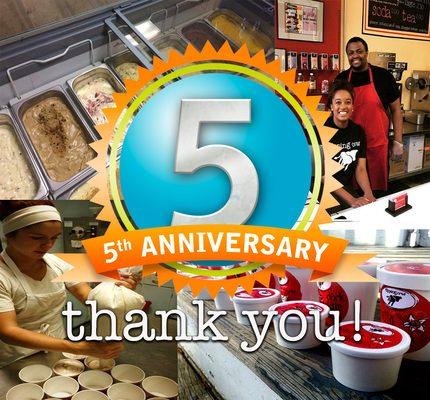 Thank you for letting us serve you for five years!