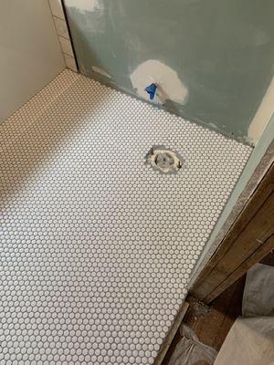 Penny tiles looking good