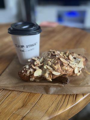 Almond Croissant and Cappuccino