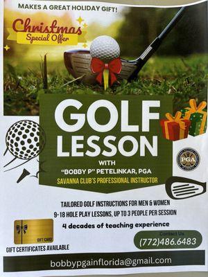 Holiday golf lessons 2024 for you or your friends and family