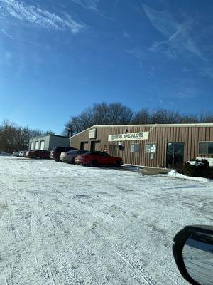 Entering the driveway.