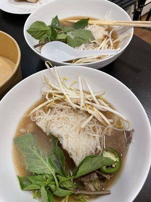 Mixed Pho with beef balls, sirlion, tendon and tripe - we split it into two bowls at home