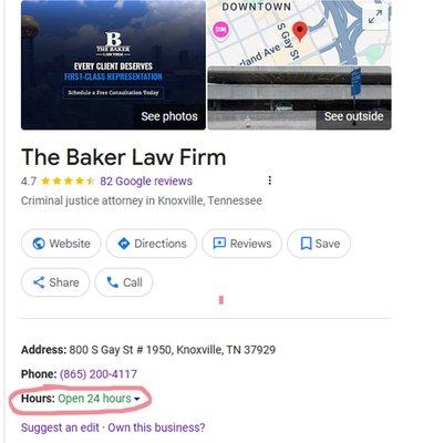 Hours of Business -24/7, which was what the business owner chose to set. But blames it on clients for going beyond normal business hours.