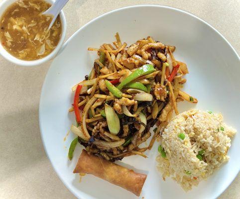 Pork in hot garlic sauce, fried rice, hot sour soup Lunch Special.