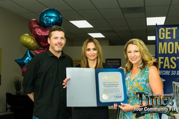 East San Diego County Chamber of Commerce welcoming us to El Cajon!