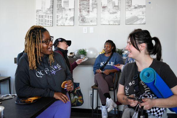 We love chatting it up with our students after yoga class.