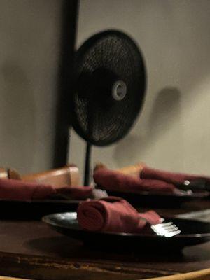 Unfortunately, it was quite warm in the restaurant.  They had fans, but they were blowing at an empty table, not us!