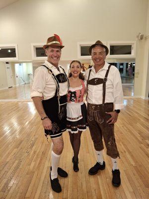 Jessica's last dance in September. Oktoberfest theme. Doug is to the left, Jessica in the middle n myself on her right.