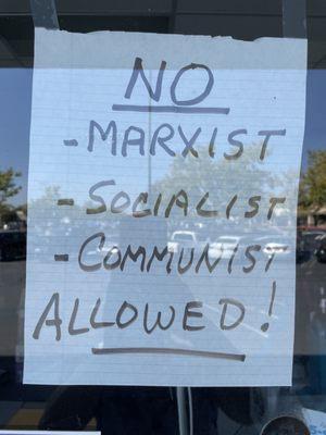 Posted on the outside door! Hmmm