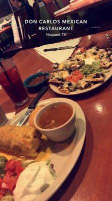 Nachos and Beef Burrito