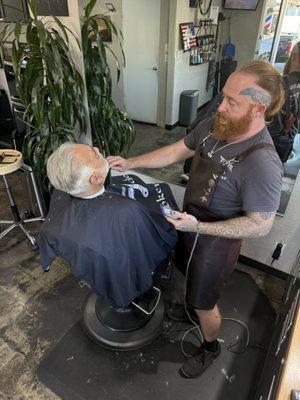 Seth at Broken Blades in Dana Point--precision, professionalism, and Viking-level beard mastery.