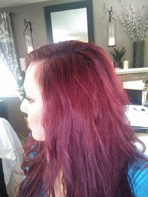 Color correction. So glad I went here to have my hair done! It came out beautiful and the color is so vibrant.