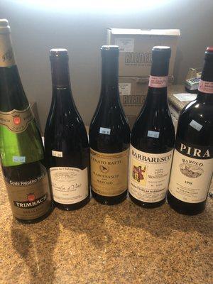 Our picks this time around. Great place for special occasion vintages.