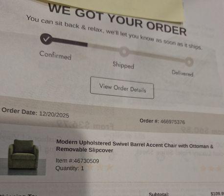 The swivel chair I thought I was buying .