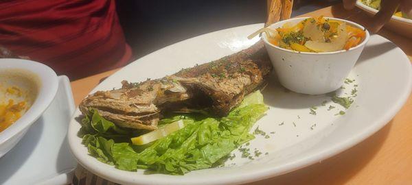 Whole fried snapper