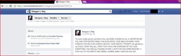 The hate in this is outrageous. Telling people's families to "suck dicks" and to "die slow, painful deaths."