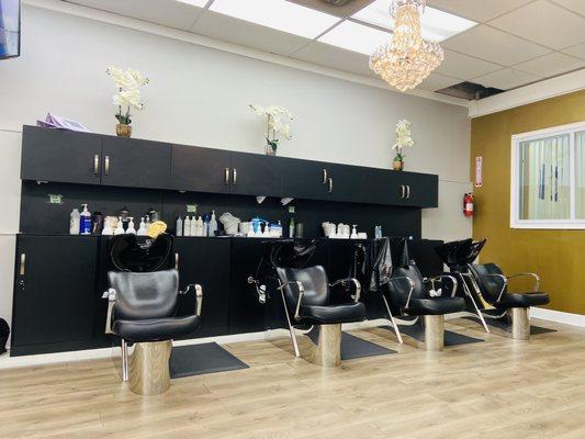 hair washing stations.