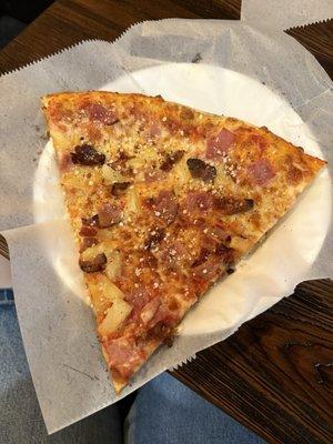 Bacon, Ham, and Pineapple Pizza Slice (Hawaiian)