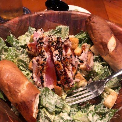 Caesar salad with ahi tuna crazy good for the price of a glass of wine