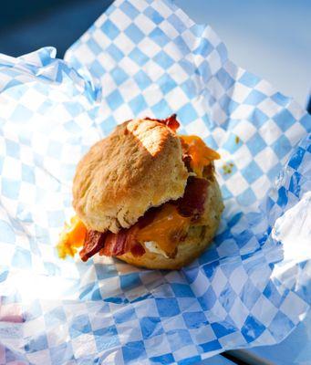 Biscuit with bacon and egg