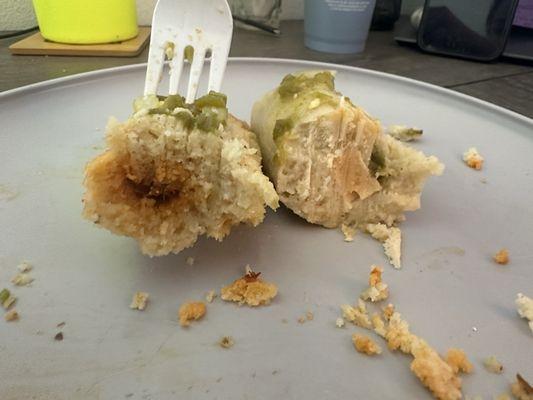 Beef on left cheese on right