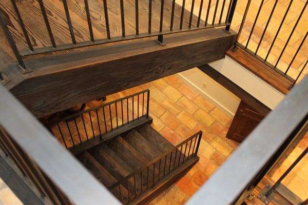 Two Story Stairs with Iron Railing