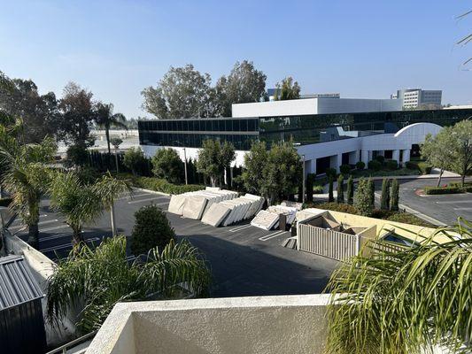 Mattresses stored in the parking lot