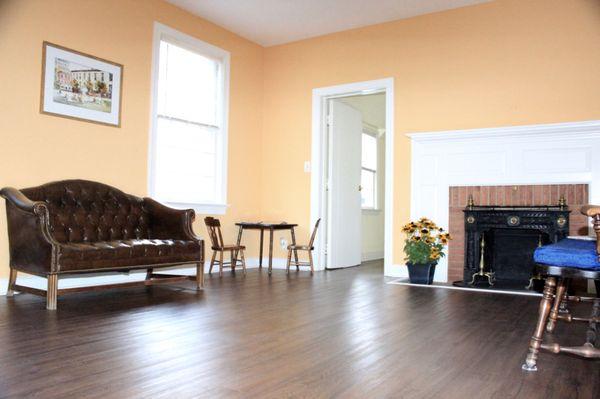 Relaxing waiting room, getting some art work put up soon!