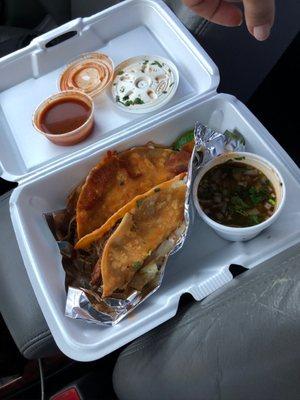 Quesabirria tacos x2. Plenty filling for me. Go-to comfort food. Amazing