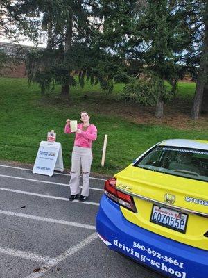 A new driver!! Congrats on passing the state exam!!