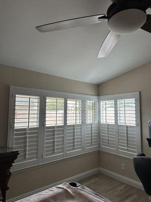Wood shutters with a split feature which allows you to control privacy