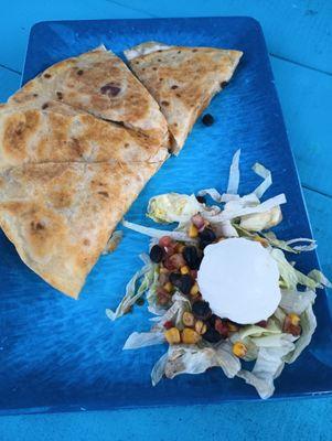 $20 with tip chicken quesadilla no salsa just some sour cream and lettuce