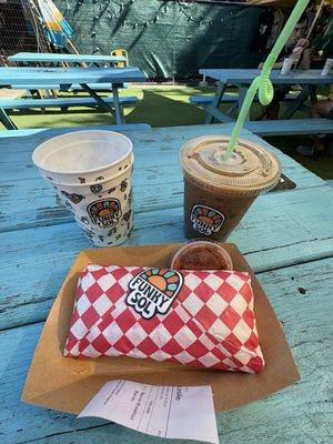 Breakfast burrito & chaggachino