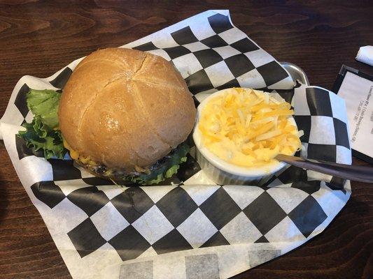 The big kid's burger and Mac n cheese