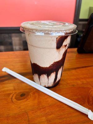 Decadent chocolate and peanut butter shake