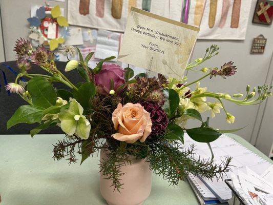 Floral arrangement for a birthday