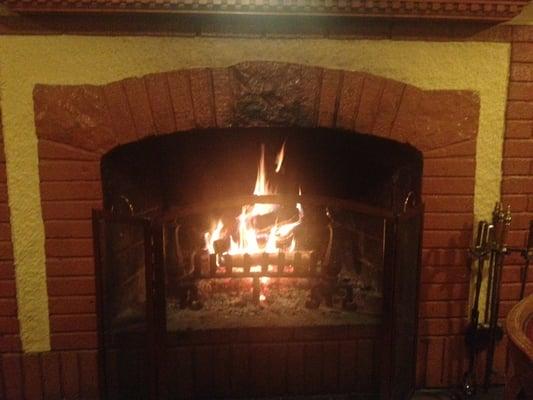 The hearth is beautiful and warm on cold winter nights.