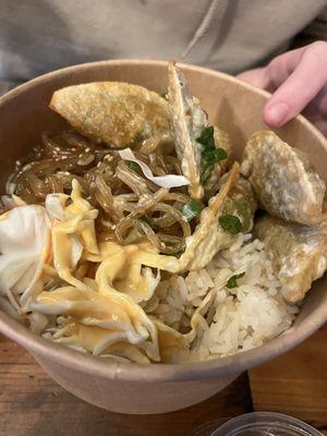 KCup Korean vegetarian ramen with veg dumpling bowl