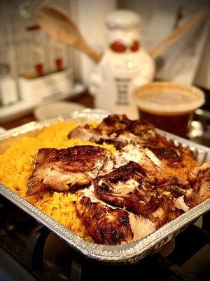 Whole Chicken, Rice and Beans Platter, TO DIE FOR! :-p