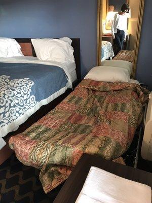 Rollaway bed that didn't fit no room to walk and this was day AFTER we arrived